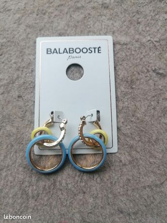 Boucles D'oreilles Vintage Bala Boosté – Métal Doré Brossé – Clips – Occasion