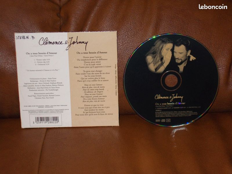 Johnny Hallyday Duo Avec Clémence CD Picture Édition Limitée 3 Titres (image 2)