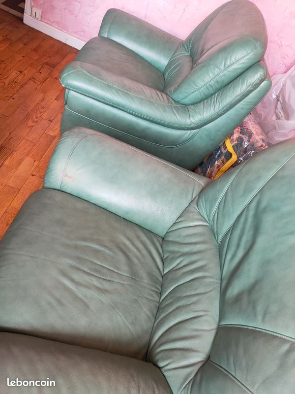 2 fauteuils cuir verts (image 3)