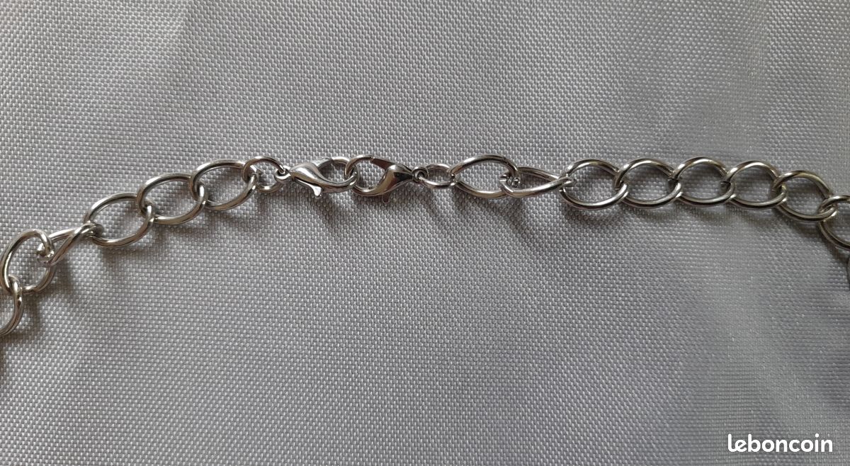 Collier Sautoir Vintage Perles Noires Et Argent - Longueur 90 Cm, Parfait état