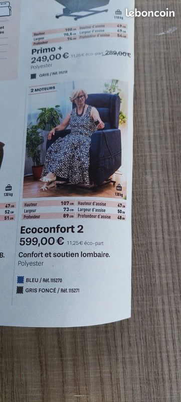 Fauteuil releveur électrique 1 moteur confort chauffant