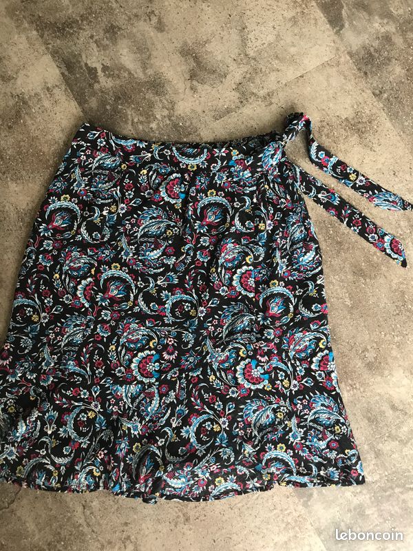 Jupe Caroll Taille 38 - Dégradé De Couleur Taupe - Style À Godets Ample - Occasion Très Bon État