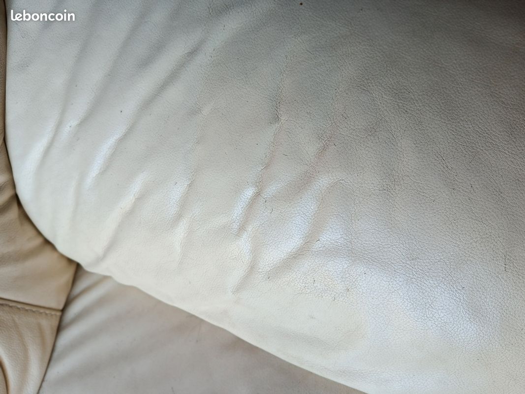 Canapé cuir beige clair 2 places design (image 9)
