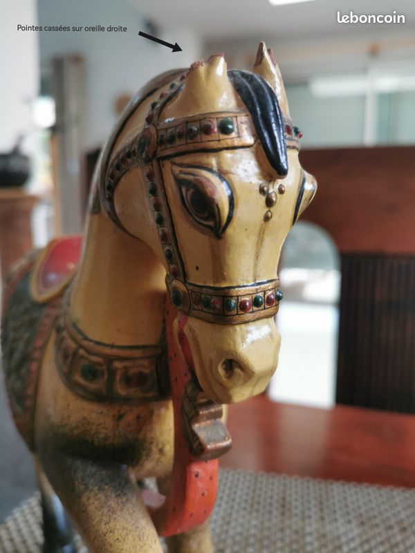 Figurine CHEVAL + 3 autres en BOIS Artisanat Indes (image 9)