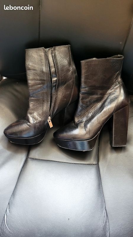 Bottines à plateforme en cuir de la marque The Kooples (image 1)