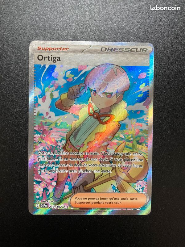 Carte Pokémon Ortiga 219/197 Dresseur Full Art - EV03 Flammes Obsidiennes FR (image 1)