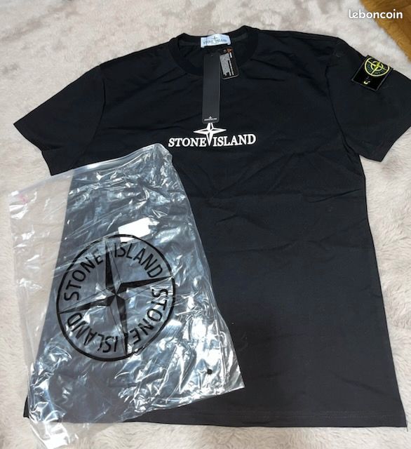 T-shirt Stone Island Taille M - Blanc, Coton, Neuf Avec étiquettes, Logo