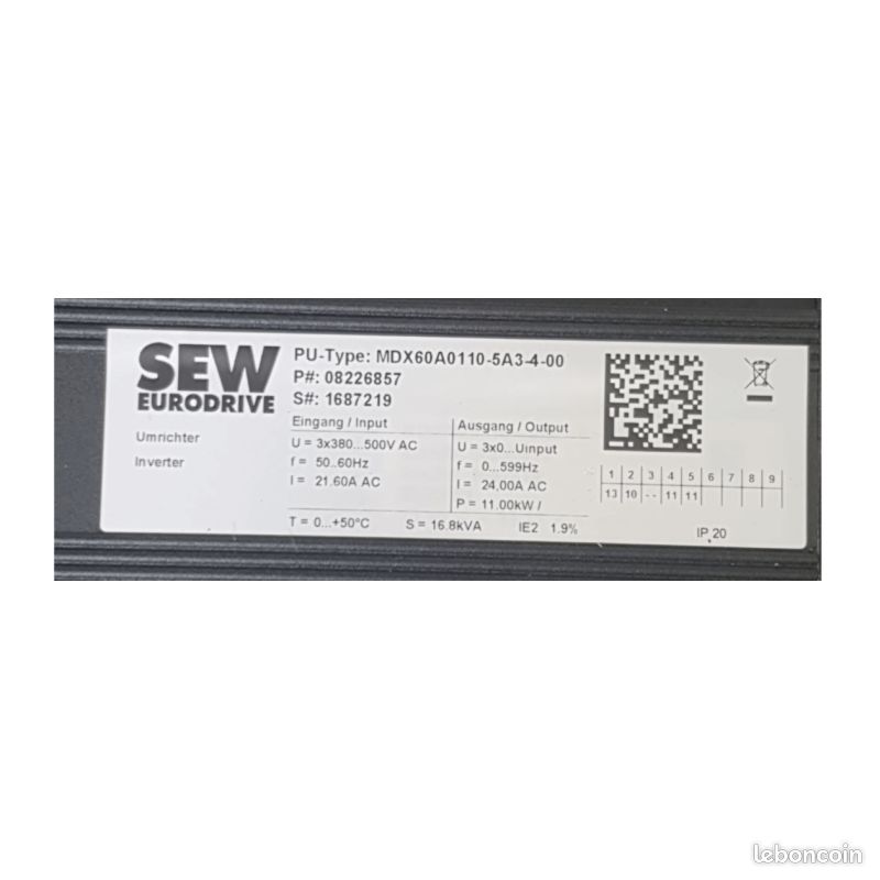 SEW MOVIDRIVE MDX61B0110 5A3 4 0T 08226857 + MDX60A0110 5A3 4 00  used
