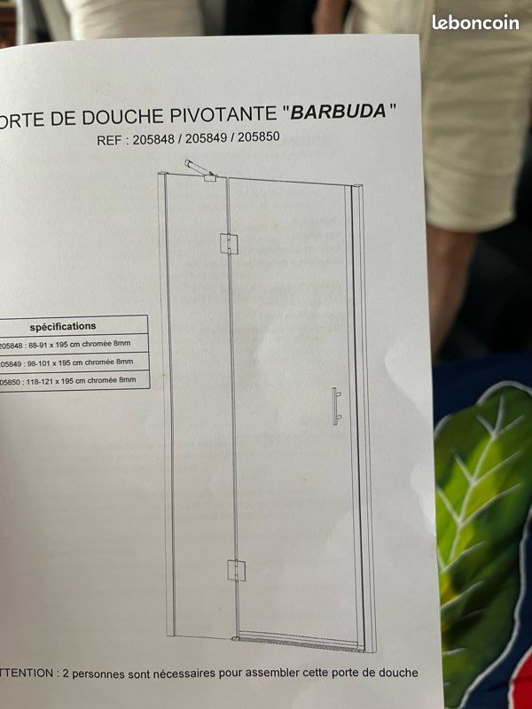 Porte de douche pivotante 90x195 * neuf (image 7)