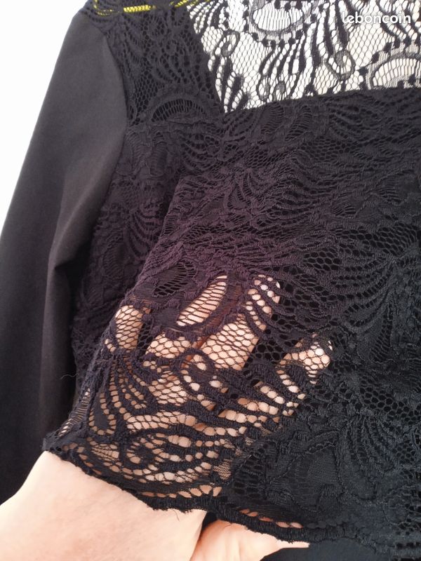 Robe Noire Doublée Dentelle TALBOTS Taille 12 - Neuve Avec étiquette, En Coton/acétate/nylon, Coupe Droite