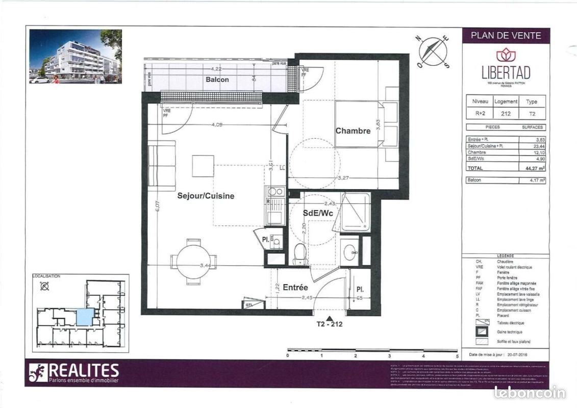 Appartement 2 pièces 44 m² · à Rennes · 44 m² · 573 €