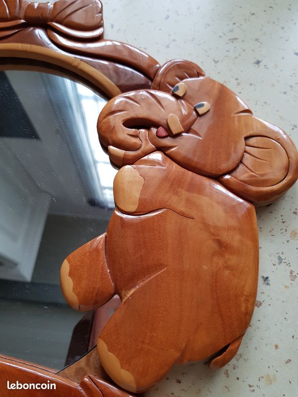 90) miroir en bois deco elephant (image 3)