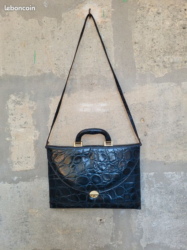 Serviette / Sacoche En Cuir Vintage Henry Saxel Avec Serrure à Code - Marron - Occasion