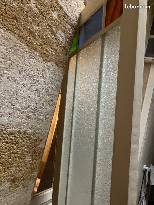 Porte vitrée ancienne à vitraux (image 3)