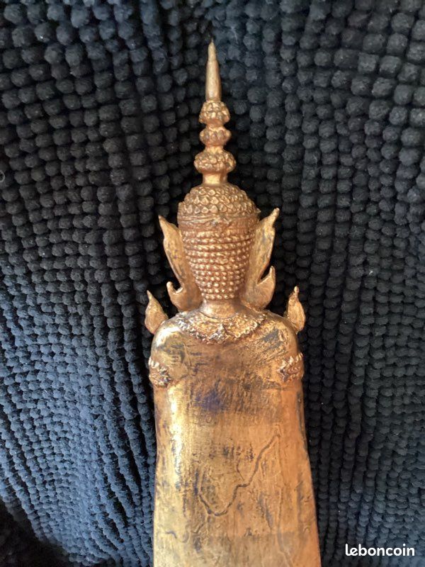 Grande statue de bouddha Thaïlandaise Bronze doré XXème 50 cm (image 19)