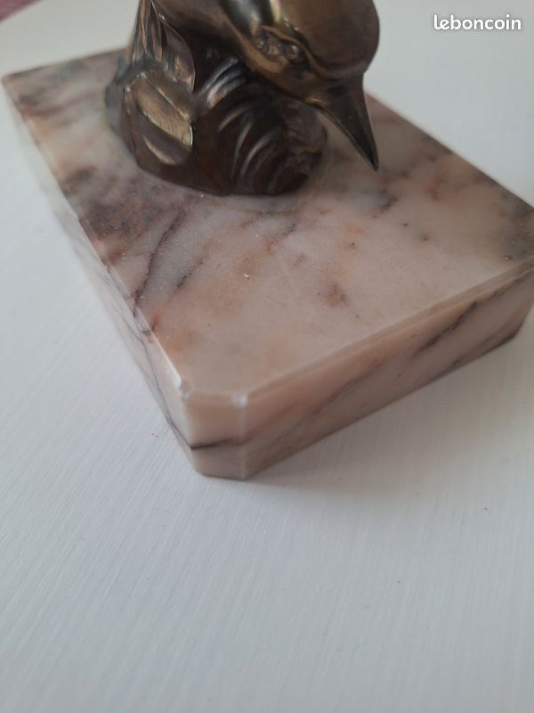 Art Deco serre livres en bronze argenté hirondelles