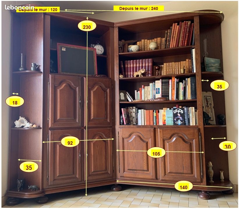 Meuble angle –tv – audio – bibliotheque – bar (image 3)