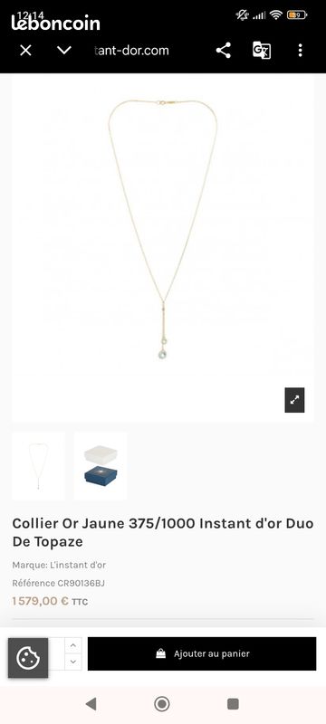 Collier en or jaune et duo de topazes (image 3)