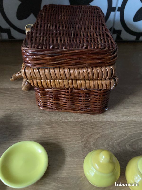 Petit Panier Ancien En Osier – Jouet Dinette Pour Poupée, Vannerie Miniature
