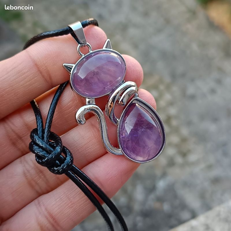 Collier en pierre naturelle - Améthyste et Quartz rose - Arbre de vie