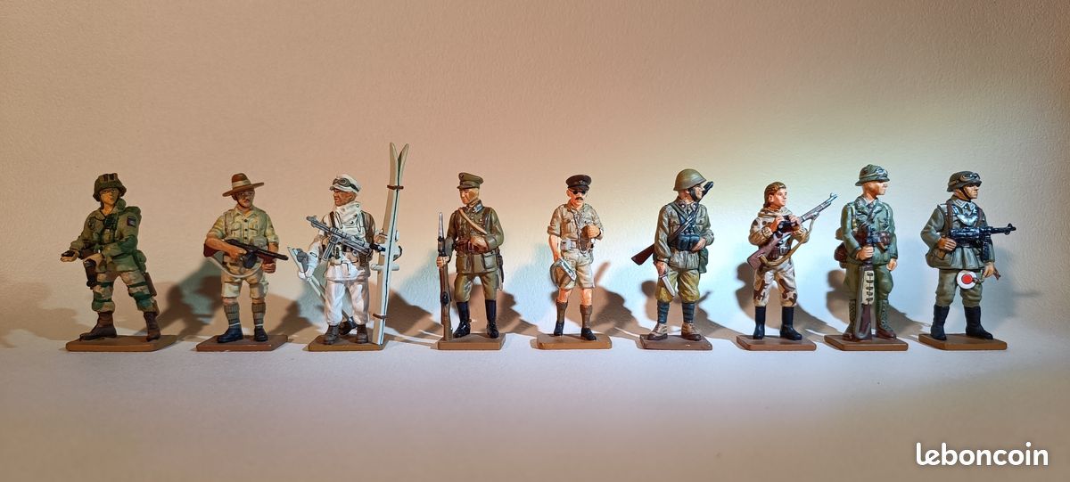 7 Soldats De Plomb écossais 60mm - Infanterie, Signés Sous Le Socle