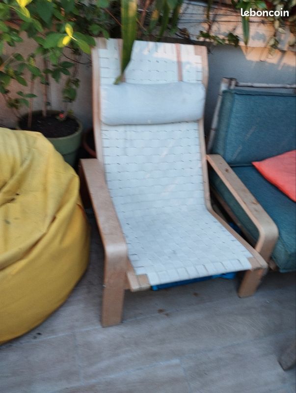 Fauteuil en toile et bois (image 1)