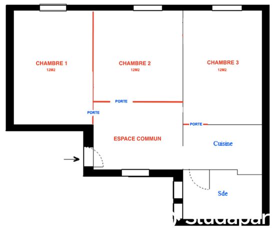 Appartement a louer paris-13e-arrondissement - 1 pièce(s) - 12 m2 - Surfyn