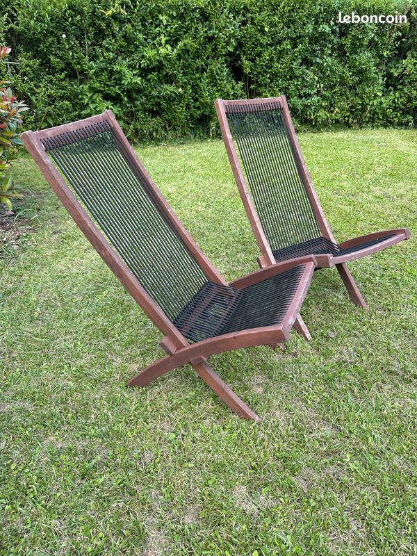 2 Chaises bois et cordes jardin (image 2)