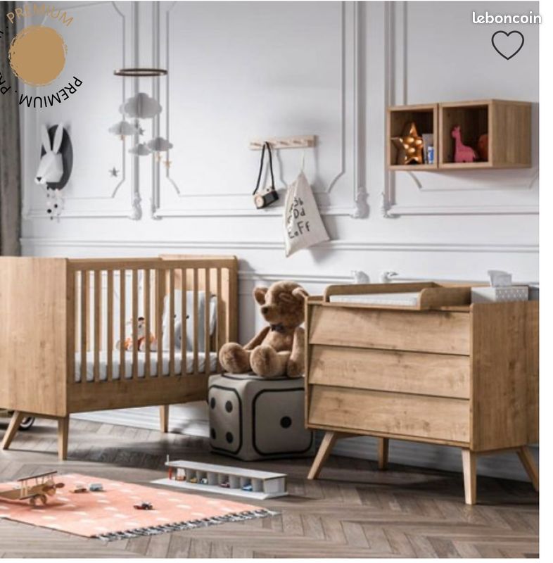 Chambre duo lit 70x140 + commode Bois (image 1)
