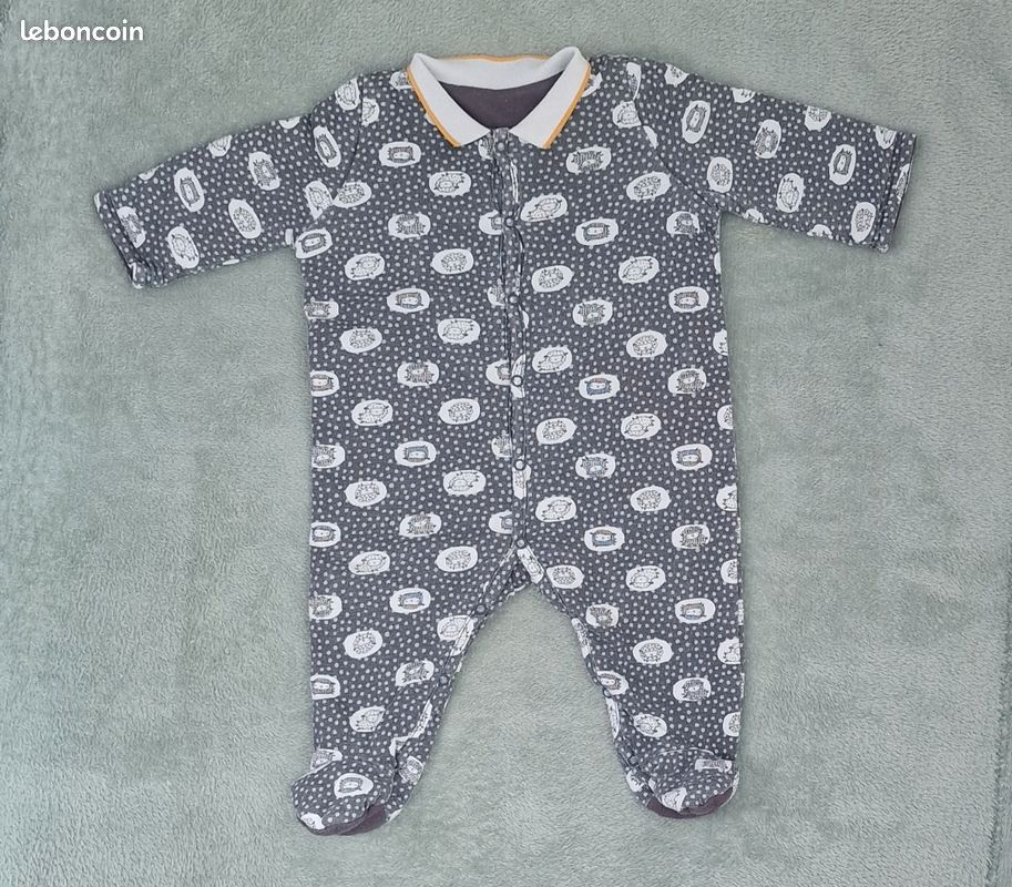 Surpyjama gris DPAM 3 mois, très bon état (image 1)
