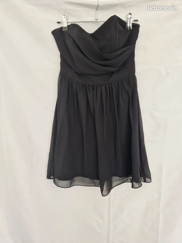 Robe évasée col bustier noir femme | Cache Cache