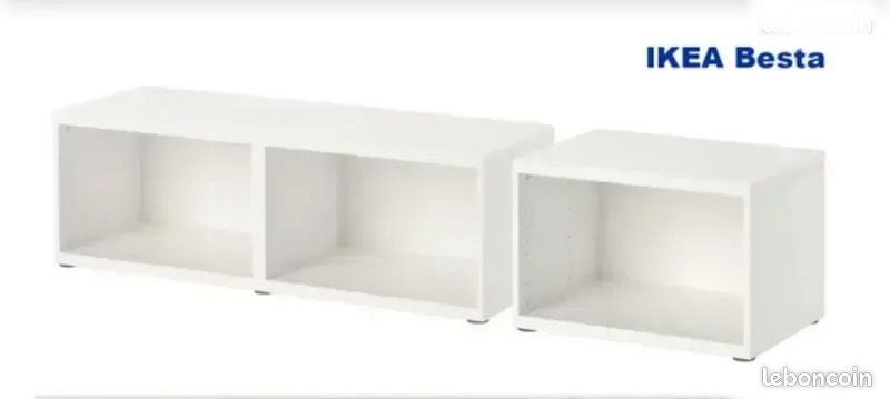 MEUBLE TV OU SURMEUBLE BESTA IKEA 3 PORTES VITRÉE OPAQUES GLASSVIK BLANCHE 180x41x38 160 TRÈS BON ÉTAT (image 6)