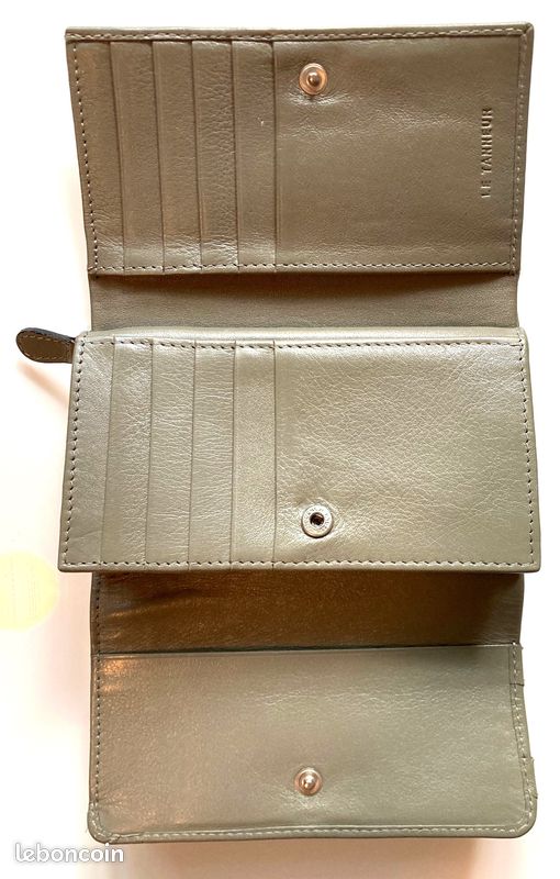 Portefeuille olive cuir LE TANNEUR en TBE porte feuille porte-feuille porte-monnaie ( luxe haut de gamme lancel longchamp sézane hermès polène fleuron ) (image 3)