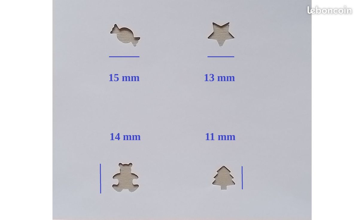 ♥ 4 mini PERFORATRICES pour scrapbooking BONBON / ETOILE / NOUNOURS / SAPIN (image 2)