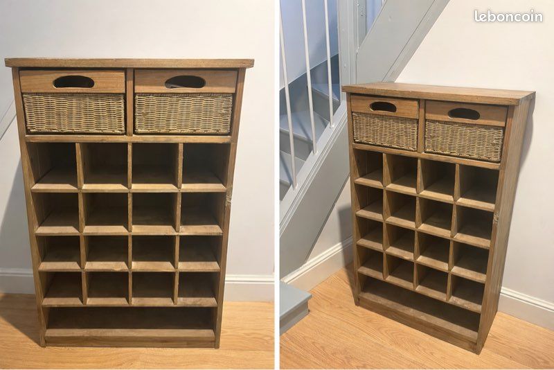 Meuble à vin en bois : style rustique/ industriel (image 1)