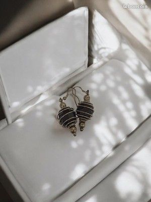 Boucles D'oreilles Vintage Fantaisie - Paire Rétro Ancienne - Bon état