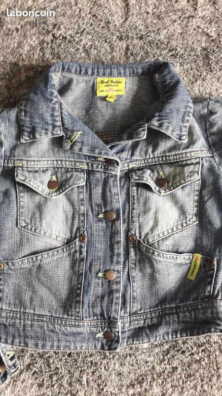 Veste en jean Complices bleu blanchit très courte (image 2)