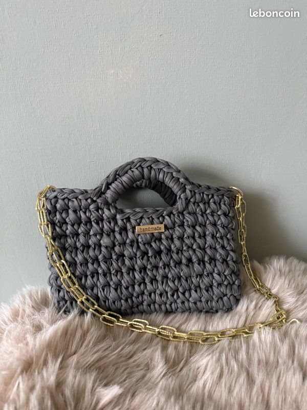 Sac à main crochet gris (image 2)