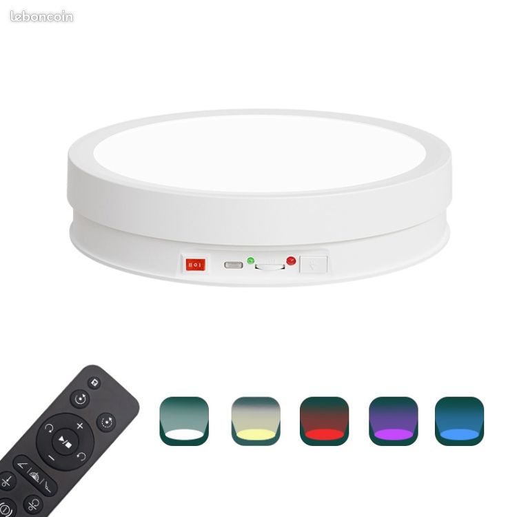 Plateau Tournant Électrique Avec Télécommande - Présentoir Rotatif 15x4cm - ABS