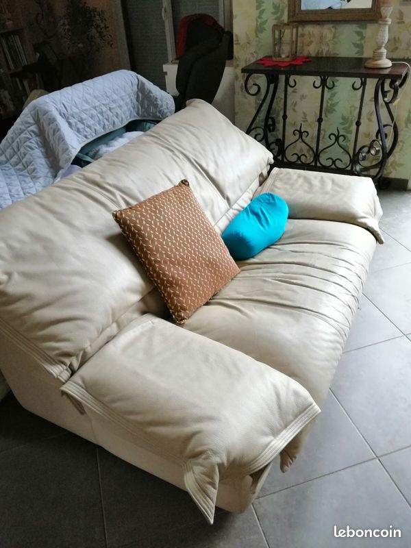 Canapé cuir 2 pl (image 1)