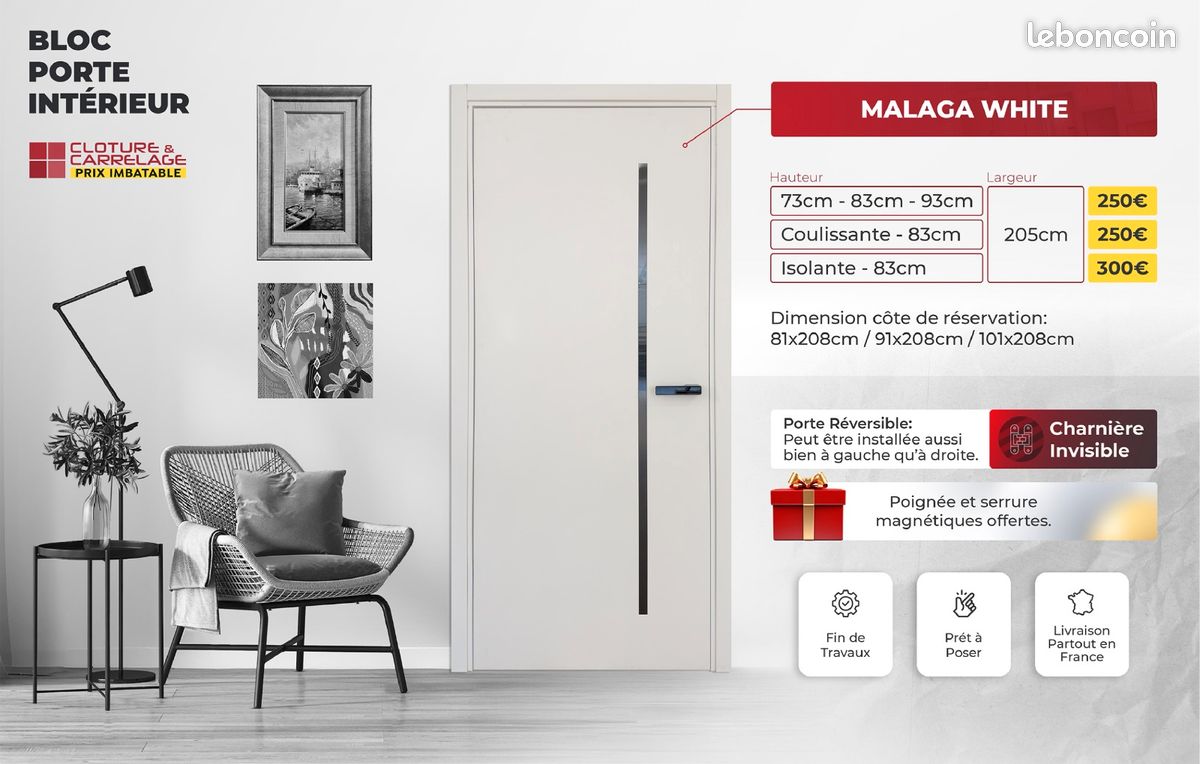 DESTOCKAGE 🚪 Bloc Porte Intérieure – Quantité Limitée (image 1)