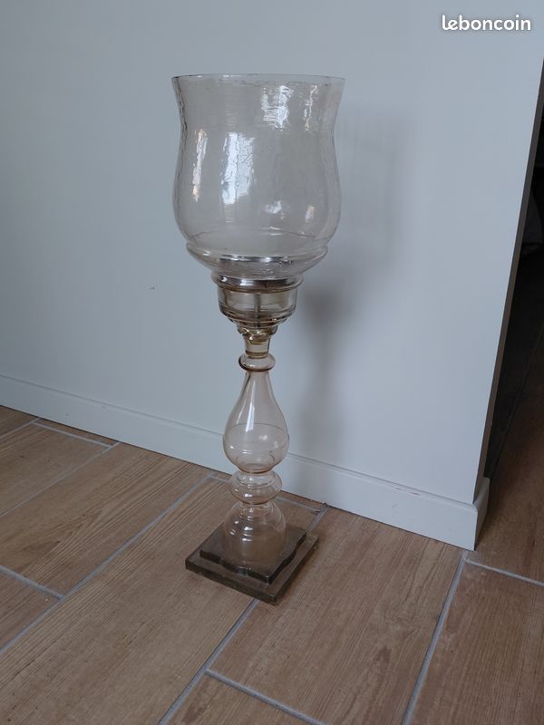 Grand Vase Photophore En Verre - Hauteur 30 Cm, Diamètre 20 Cm - Occasion
