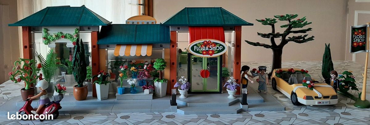 Lot Playmobil Maisons, Magasins, Plantes Vertes - Réf 7456 7457 - Occasion Bon état