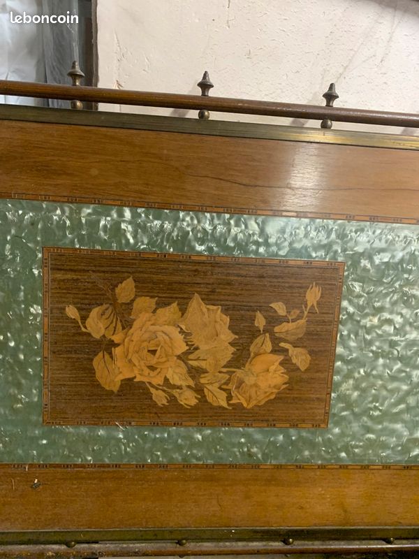 Tete de lit vintage en fer et bois (image 2)