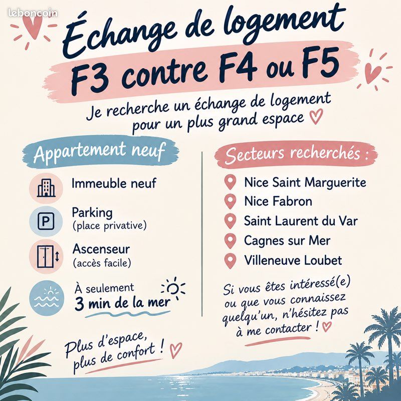 Appartement 3 pièces 65 m² · à Cagnes-sur-Mer · 65 m² · 660 €/mois
