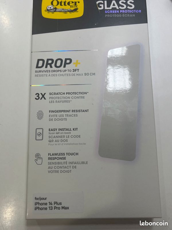 Otterbox Protecteur d'écran Alpha Glass pour iPhone 14 Plus / iPhone 13 Pro Max, Verre trempé, protection anti-rayures x3 (image 3)