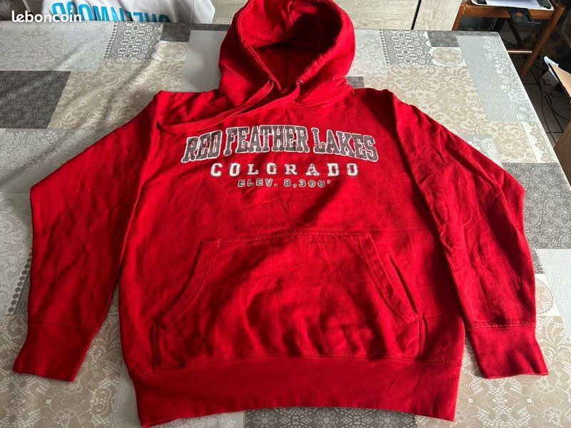 Hoodie vintage Red Feather Lakes Colorado rouge taille M (image 2)