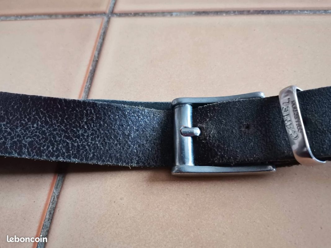 Ceinture en cuir marron Camel vintage (image 5)