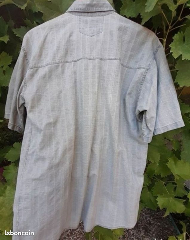 Chemise L coton kaki clair aspect jean (image 2)