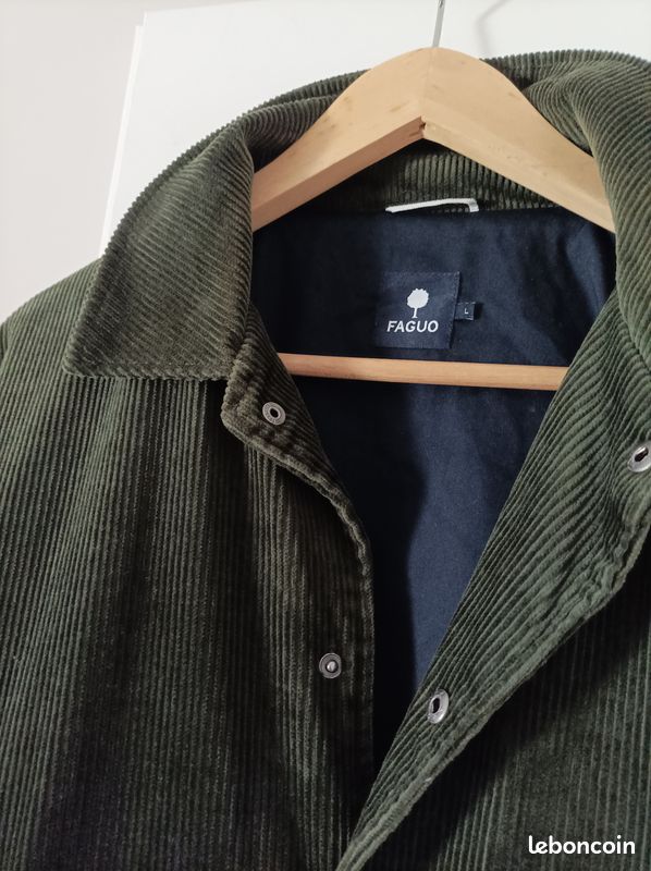 Faguo Veste Velour Vert Homme Veste à Boutons Coton Obernai Vert